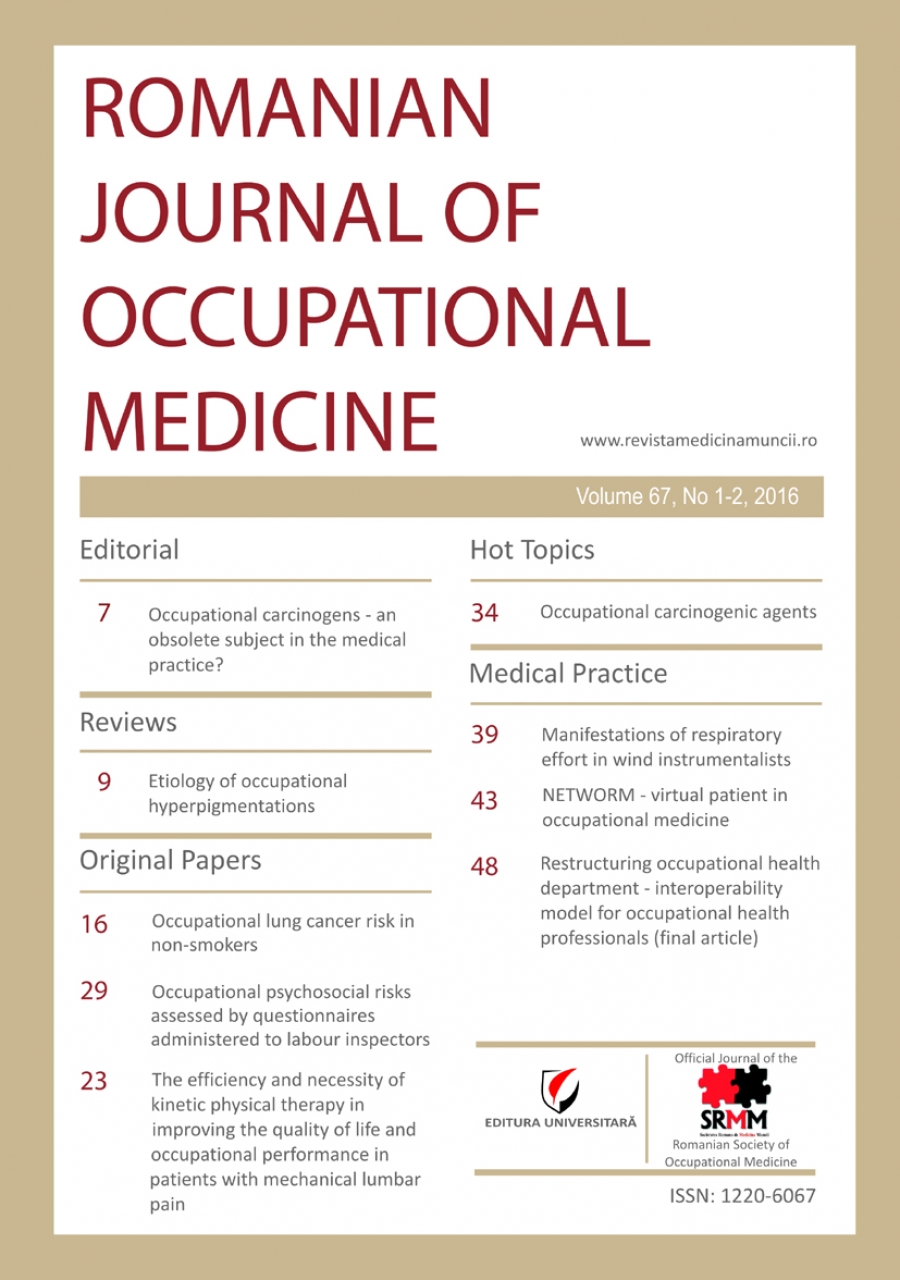 Romanian Journal of Occupational Medicine, vol. 67, no. 1-2/2016